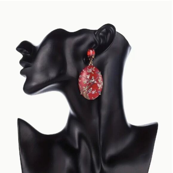 ✨🆕✨ Beautifully Boho Vintage Inspired BLACK Happy Days Floral Birds Earrings ✨ - Picture 7 of 12